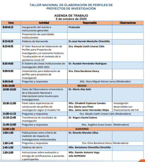 Agenda de trabajo